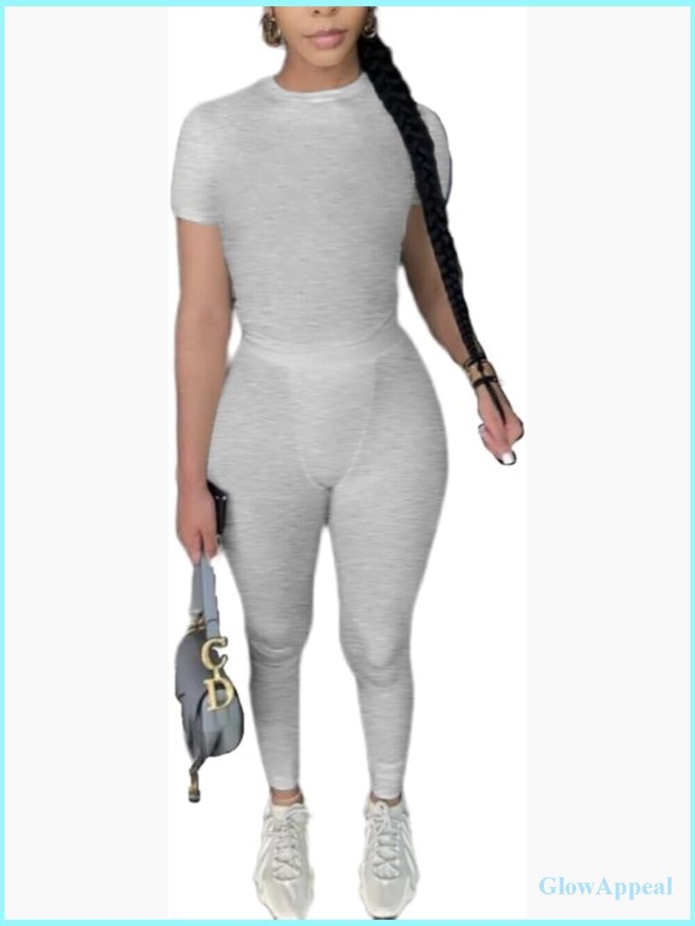 Two Piece Outfits for Women Fitted T-shirt High Waist Leggings Biker Shorts